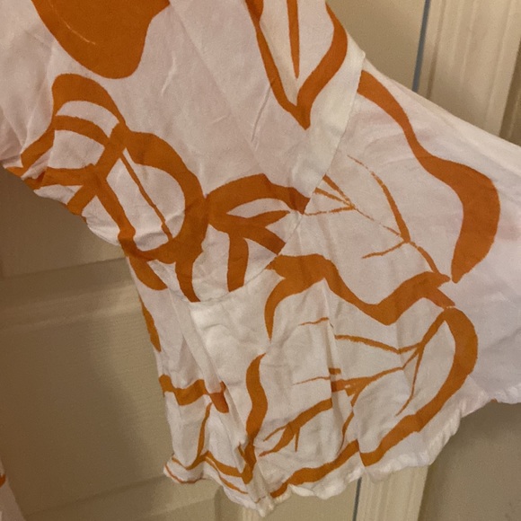 GILLIA Abril hand printed botanical floral dress yellow large Hawaiian boutique - Picture 7 of 10